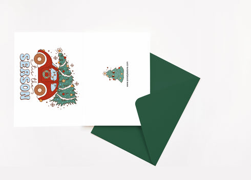 Car and Christmas tree Christmas Card, Set of 5