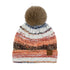 Space Dye Stripe Knit Pom Beanie ,Faux Fur Pom C.C Beanie Hat