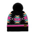 New Aztec Patterned Fur Pom C.C Beanie Hat
