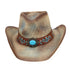 Western Washed Straw Cowboy Hat Turquoise Concho Beige