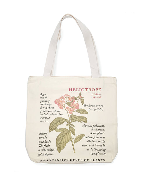 Heliotrope Flower Canvas Tote Bag with Zipper Closer