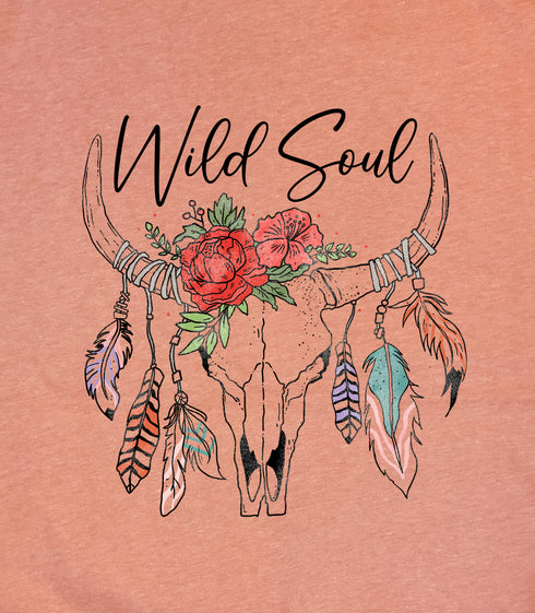 Wild Soul Cow Skull Short Sleeve T-Shirt