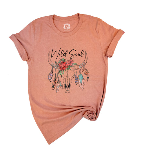 Wild Soul Cow Skull Short Sleeve T-Shirt