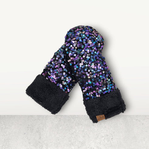 New C.C Women's Sequin Mittens Gloves Gifts for Her