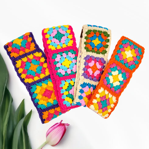 Handmade Fuzzy Lined Multi Color Crochet Head Wrap, headband gifts for her