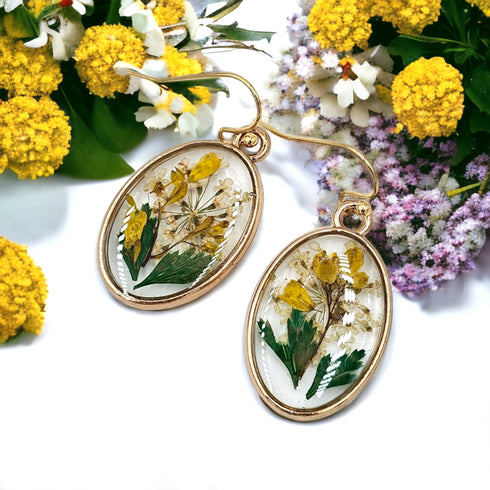 Handmade Botanical Colorful Real Flower Creative Pressed Flower Resin Earrings gift for her