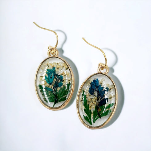 Handmade Botanical Colorful Real Flower Creative Pressed Flower Resin Earrings gift for her