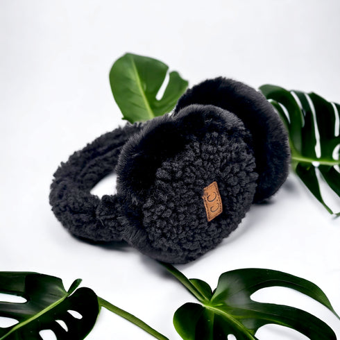 C.C Exclusive New Women's Sherpa Earmuff , Warm Solid Color Faux Fur Sherpa Soft Fleece Headband Earmuffs gifts for her