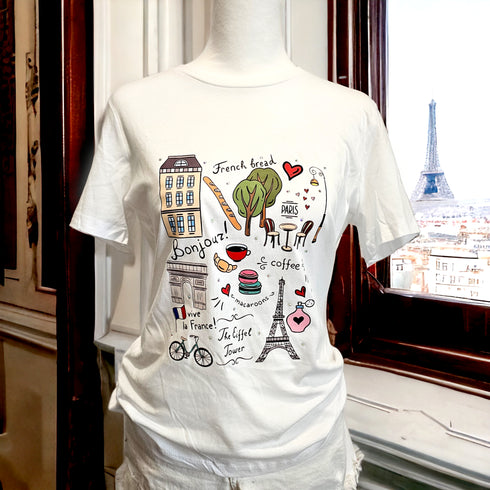 Crystal Stud Bonjour Paris Shirt