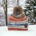 Space Dye Stripe Knit Pom Beanie ,Faux Fur Pom C.C Beanie Hat