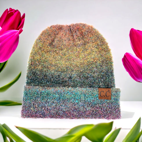 C.C Recycled Yarn Mix Cuff Beanie for Adults, Winter Hats, Winter Beanies, Premium Hats, Warm Hats, Winter Accessories, for gifts