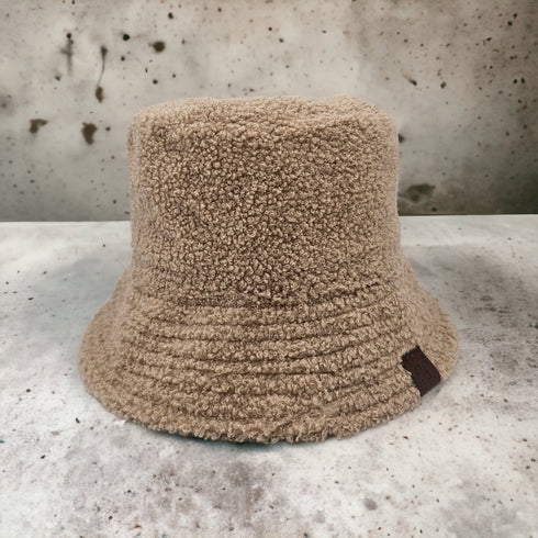 Soft Faux Leather Shearling C.C Bucket Hat ,Winter bucket hat, women winter bucket hat, gifts for her