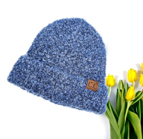 C.C Mixed Color Boucle Knitted Shearling Mohair Beanie Hat , winter Hat, cozy soft warm Hat gifts for her, Premium Hats, Warm Hats, Winter Accessories, for gifts