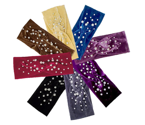 Annstyle Pearl Velvet / Twist Headband / Knot Headband / Turban Headband / Wide Headband / Yoga Headband / Holiday / Head Wrap gift for her
