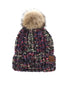New Fuzzy Lined Popcorn Confetti Fur Pom CC Beanie Hat