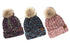 New Fuzzy Lined Popcorn Confetti Fur Pom CC Beanie Hat