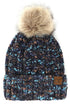 New Fuzzy Lined Popcorn Confetti Fur Pom CC Beanie Hat