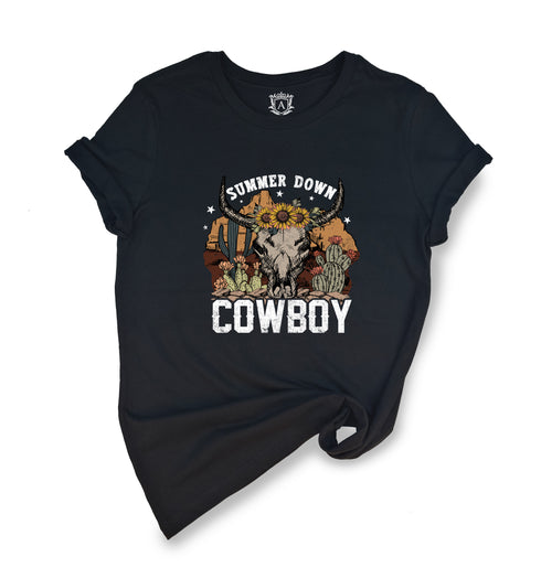 Cowboy Cow Skull Short Sleeve T-Shirt
