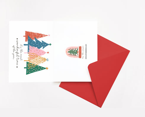 Very Merry Christmas Tree Christmas Card, Set of 5