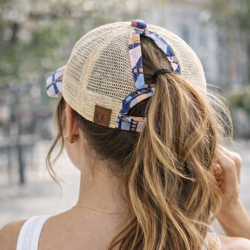Aztec Ponytail Trucker Hat for Women | Summer Mesh Baseball Cap