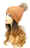 Large Patch Heathered Pom Beanie , winter cozy warm hat