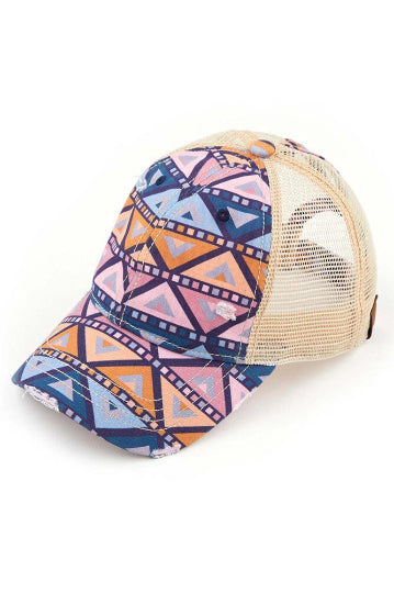Aztec Mesh Back High Pony CC Ball Cap