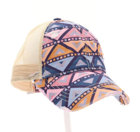 Aztec Mesh Back High Pony CC Ball Cap