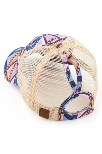 Aztec Ponytail Trucker Hat for Women | Summer Mesh Baseball Cap