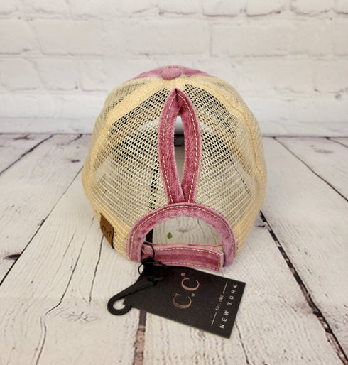 Aztec Embroidered Patch Mesh High Pony CC Ball Cap