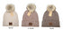 Large Patch Heathered Pom Beanie , winter cozy warm hat
