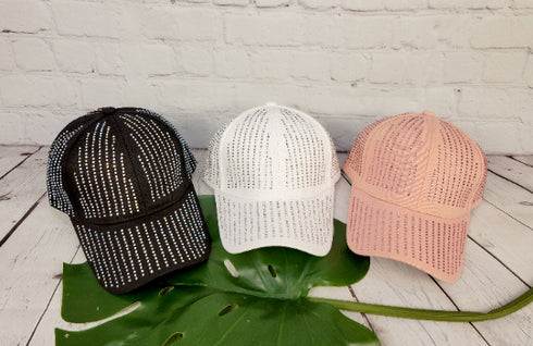 Bling Bling Rhinestone Studded Cotton Baseball Cap