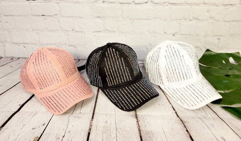 Bling Bling Rhinestone Studded Cotton Baseball Cap
