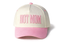 HOT MOM Embroidered Baseball Cap – Pink & Cream Trucker Hat for Moms