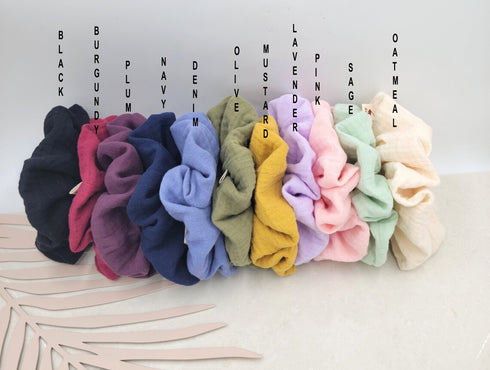 Handmade Large Double-Gauze Scrunchies, Scrunchy, Muslin Scrunchie