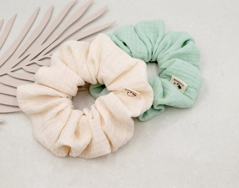 Handmade Large Double-Gauze Scrunchies, Scrunchy, Muslin Scrunchie