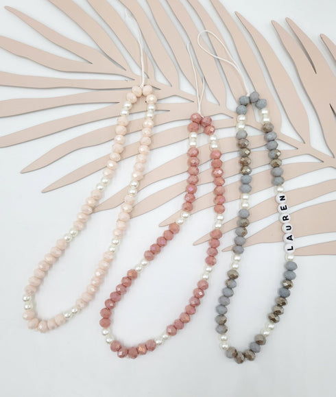 Personalized Sparkling Crystal Beads Cell Phone Strap and Wrist Lanyard