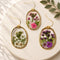 Real Dried Flower Resin Earrings – Botanical Gold Dangle Earrings