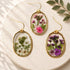 Real Dried Flower Resin Earrings – Botanical Gold Dangle Earrings