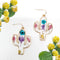 Dried Flower Cactus Frame Handmade Resin Earrings