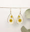 Handmade Pressed Daisy Teardrop Dangle Earrings