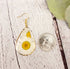 Handmade Pressed Daisy Teardrop Dangle Earrings