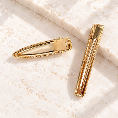 Gold Rhinestone Hair Clips – Crystal Snap Hair Barrettes for Women