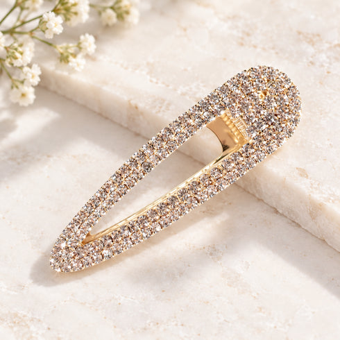 Gold Rhinestone Hair Clips – Crystal Snap Hair Barrettes for Women