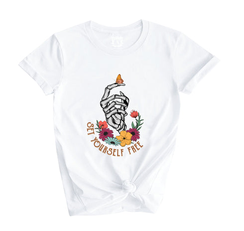 Set Yourself Free Skeleton Butterfly Shirt