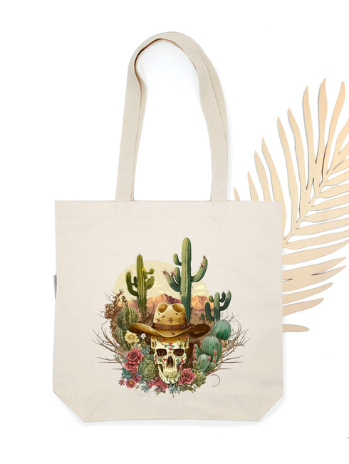 Western Skull Cowboy Tote Bag