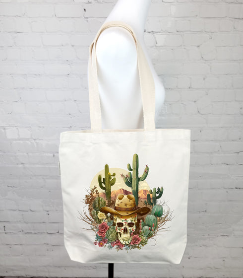 Western Skull Cowboy Tote Bag