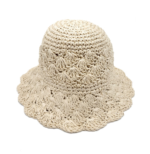 Handmade Crochet Size Adjustable Foldable Straw Bucket Hat
