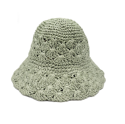Handmade Crochet Size Adjustable Foldable Straw Bucket Hat