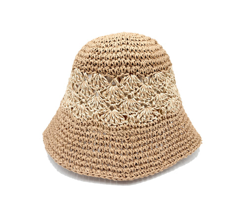 Handmade Crochet Size Adjustable Foldable Straw Bucket Hat