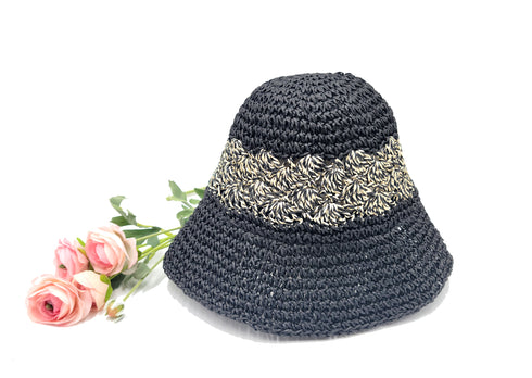 Handmade Crochet Size Adjustable Foldable Straw Bucket Hat